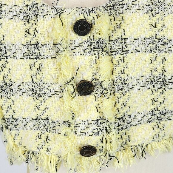 Y2K Zara Womens Crop Top Size L Yellow Black Plaid Frayed Preppy Popstar Bratz - Picture 12 of 14